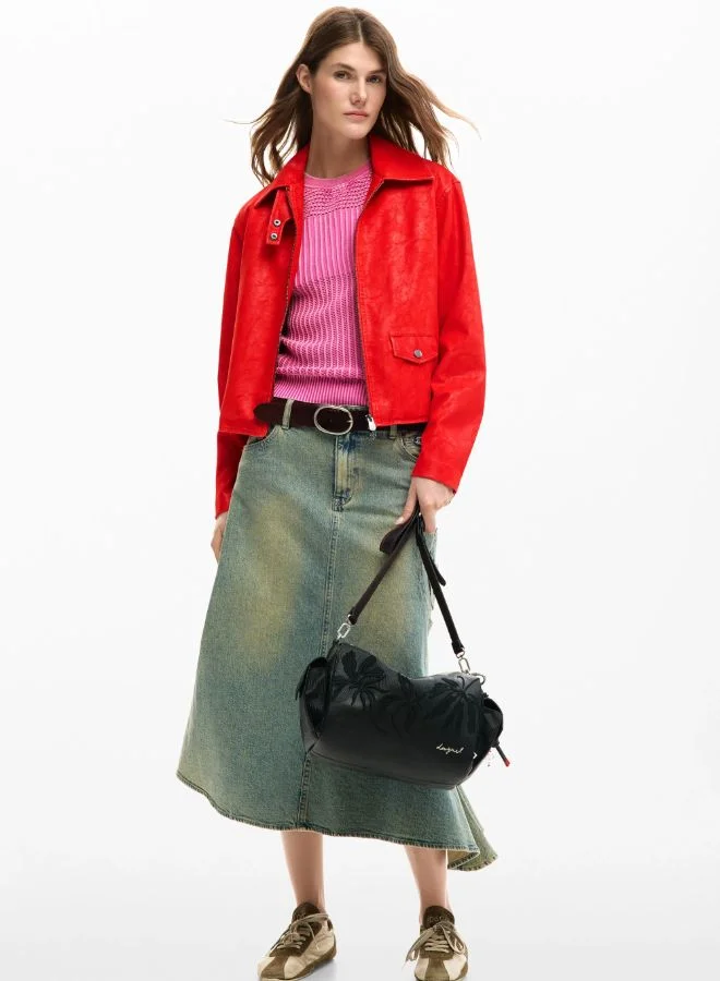 ديسيجوال سترة جلدية حمراء صناعية